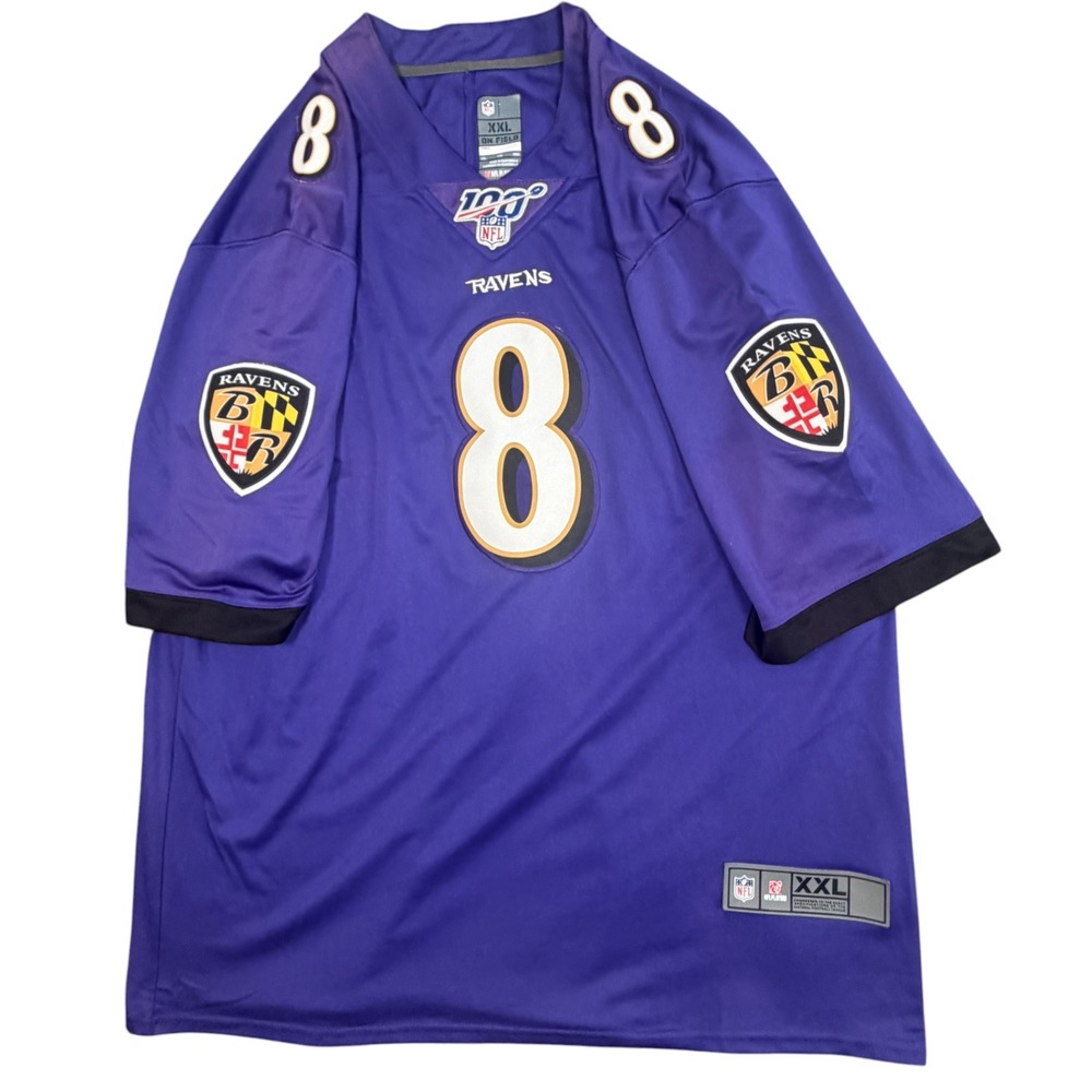NFL Baltimore Ravens Lamar Jackson Jersey Mens XXL Purple 100th Season Football